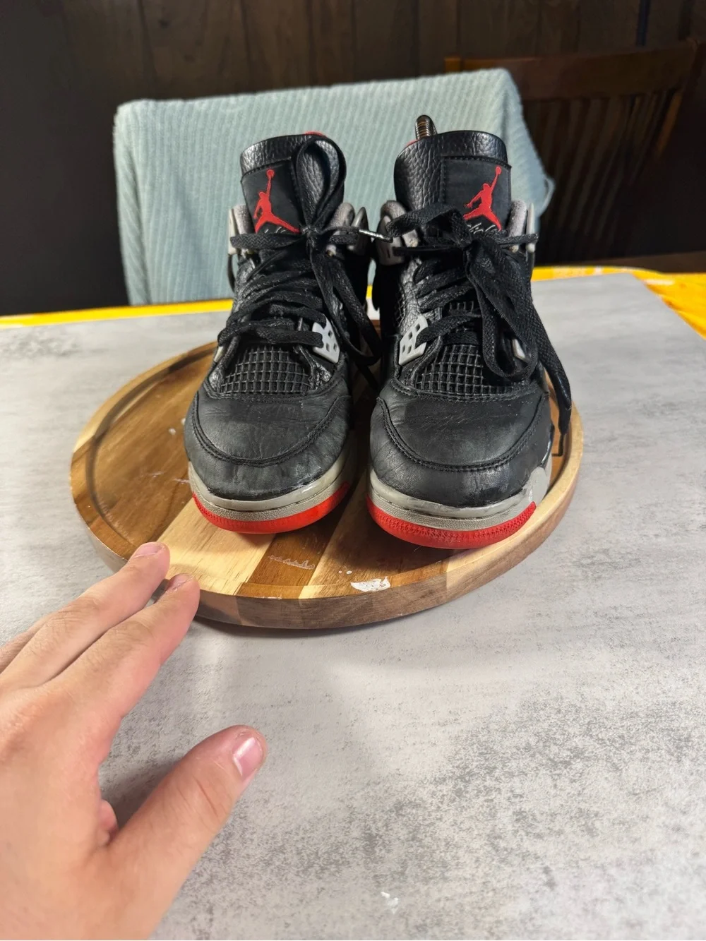 Jordan Air Jordan 4 Kids 5Y  Black/Gray/Red Mid Top Leather
